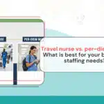 Comparison of travel nurses and per diem nurses showing cost, flexibility, and staffing differences for healthcare facilities