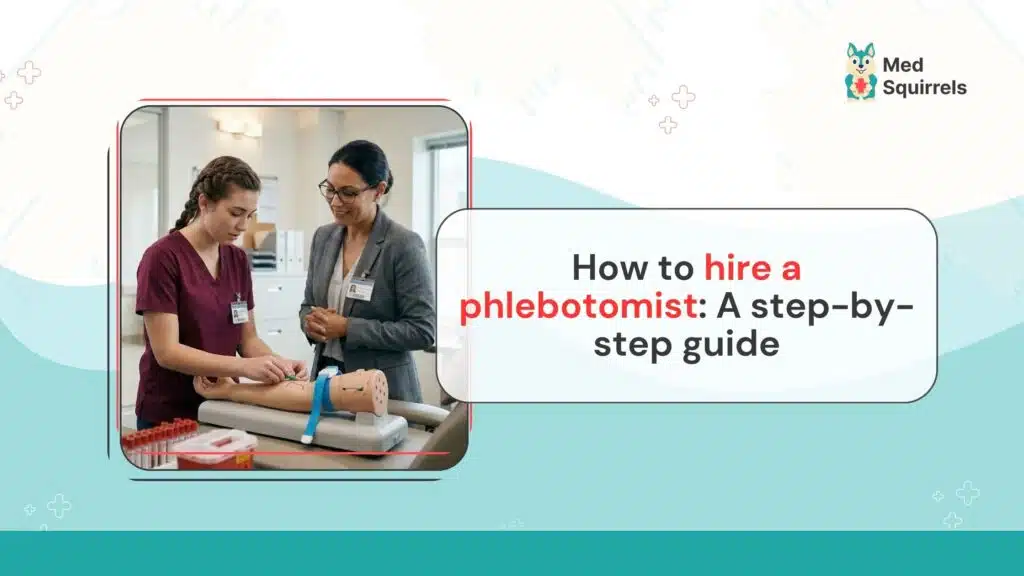 Hiring a phlebotomist – recruiter reviewing candidate qualifications in healthcare facility