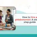 Hiring a phlebotomist – recruiter reviewing candidate qualifications in healthcare facility